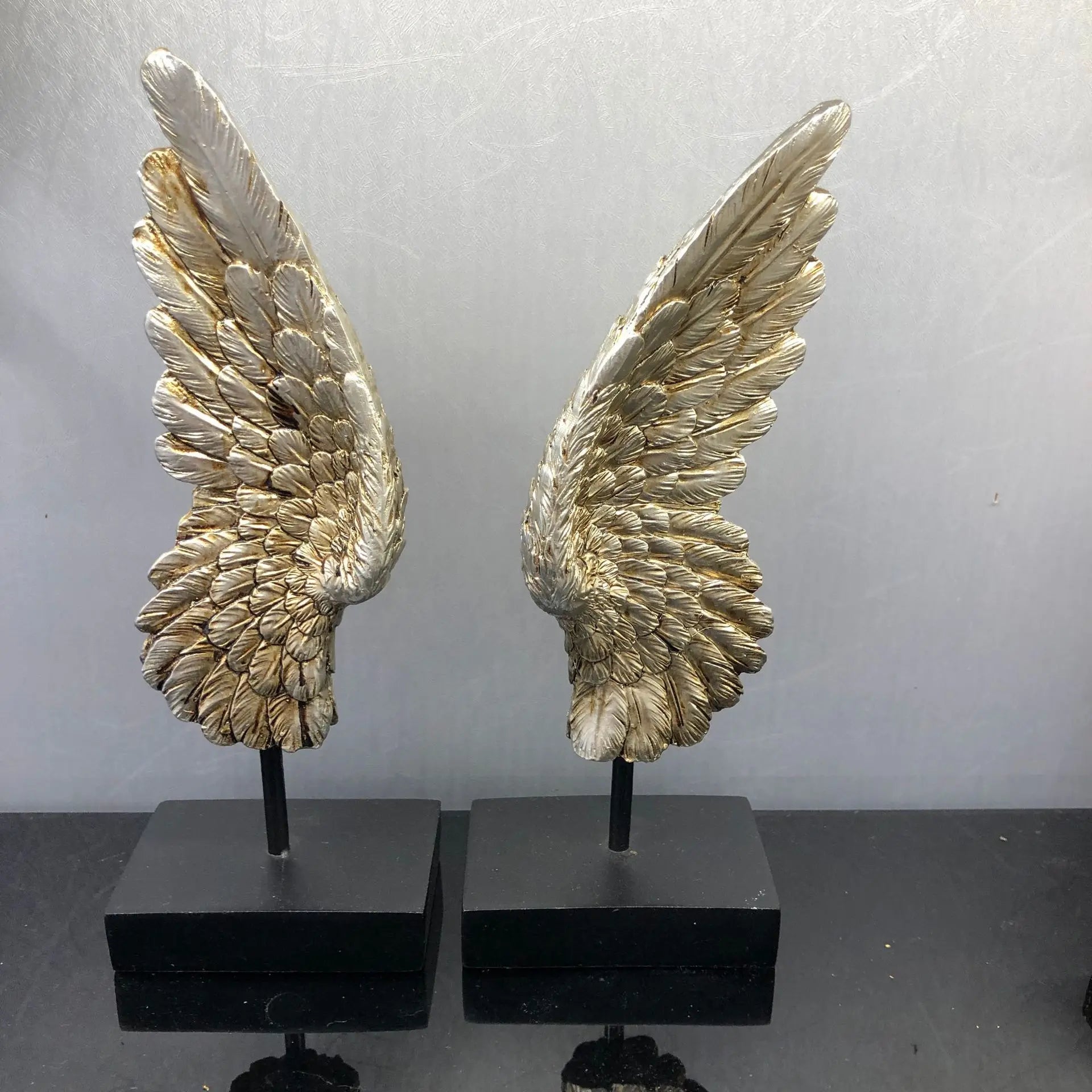 Afralia™ Elegant Angel Wings Resin Sculpture Table Decor for Home and Office