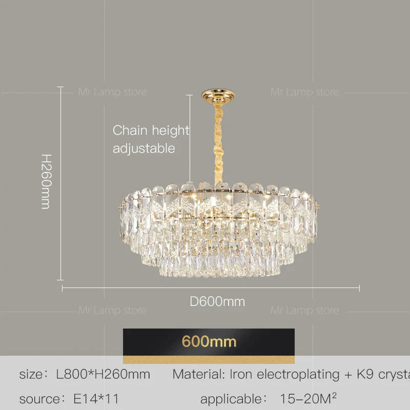 Afralia™ Crystal Chandelier LED Light: Modern Luxury Restaurant Hall Lighting