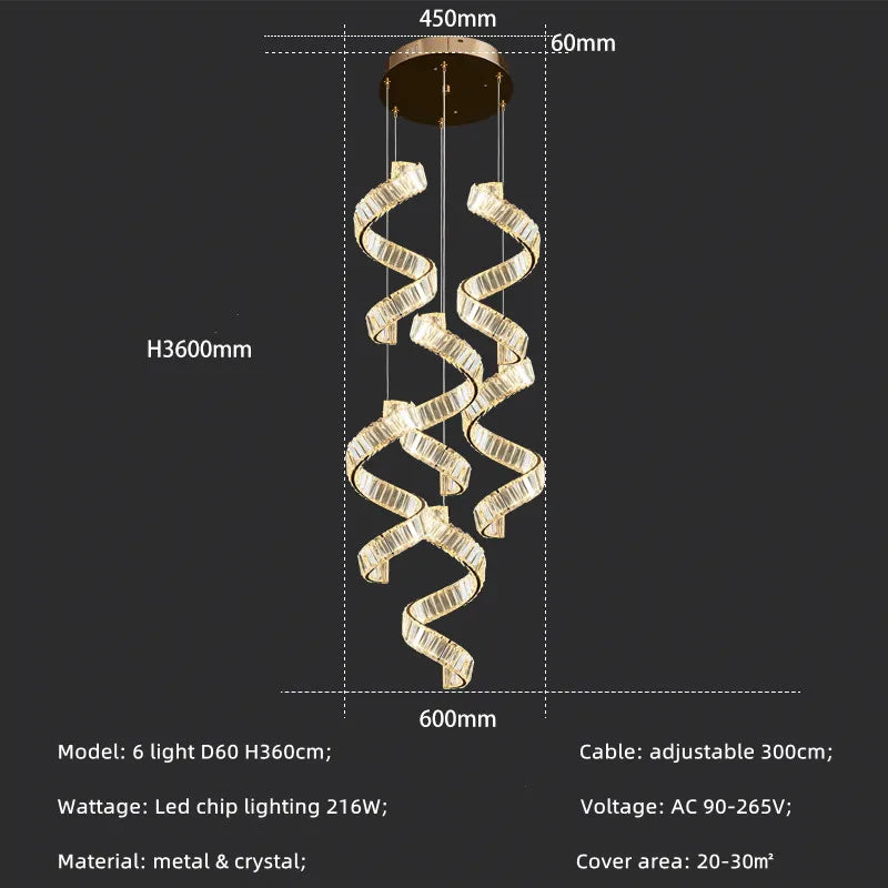 Afralia™ Luxury LED Chandelier with K9 Crystals for Home Suspension