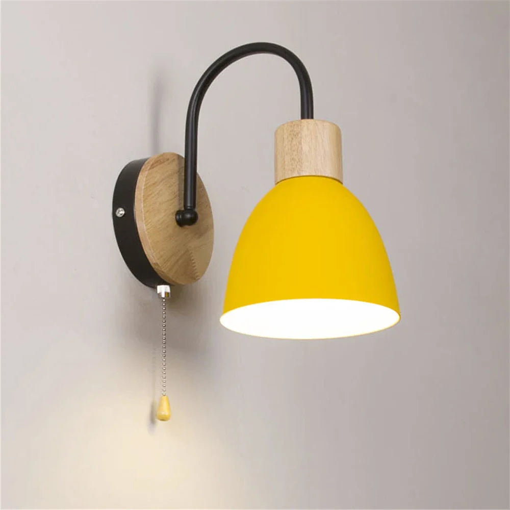 Afralia™ Curved Wood LED Wall Lamp with Switch, Bedroom & Living Room Sconce Lamps