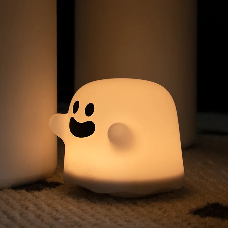 Afralia™ Boo Ghost Silicone Lamp: Touch Sensor Dimmable LED Night Light for Kids