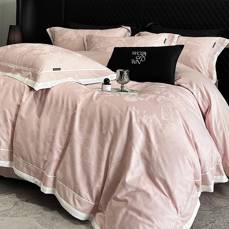 Afralia™ Egyptian Cotton Leopard Jacquard Luxury Bedding Set with Satin Finish