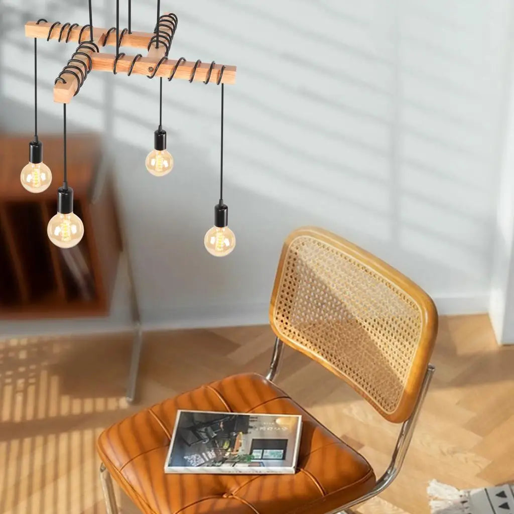 Afralia™ Vintage Industrial Black 4-Head Ceiling Light Fixture for Kitchen, Balcony, Living Room