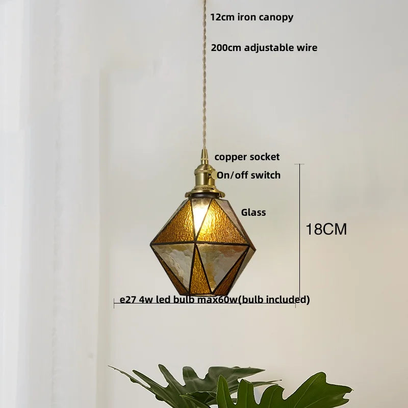 Afralia™ Glass LED Pendant Lamp: Handmade Japanese Style Adjustable Hanging Light Fixtures