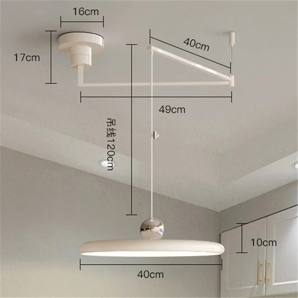 Afralia™ Cream Iron Art Chandelier LED Pendant Light for Bedroom Living Room