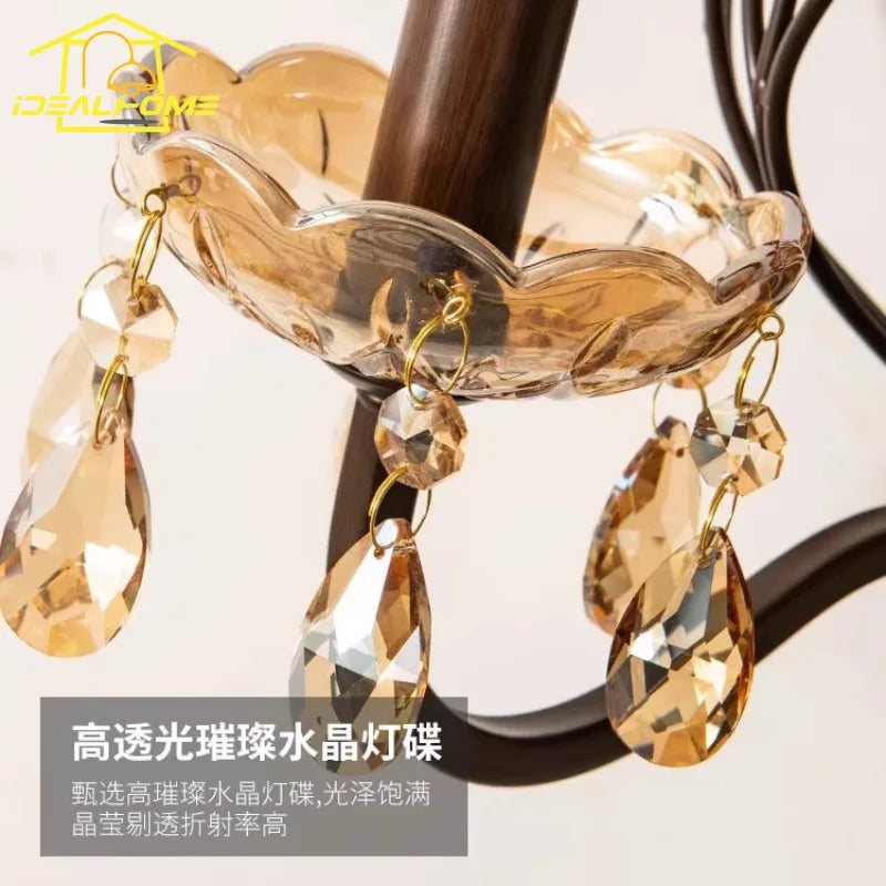 Afralia™ Crystal Candle Wall Lamp LED E14 Iron Art Living Room Bedroom Bar