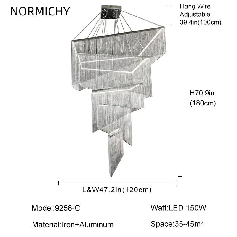 Afralia™ LED Square Chandelier: Modern Luxe Hanging Ceiling Lamp for Living Room & Lobby