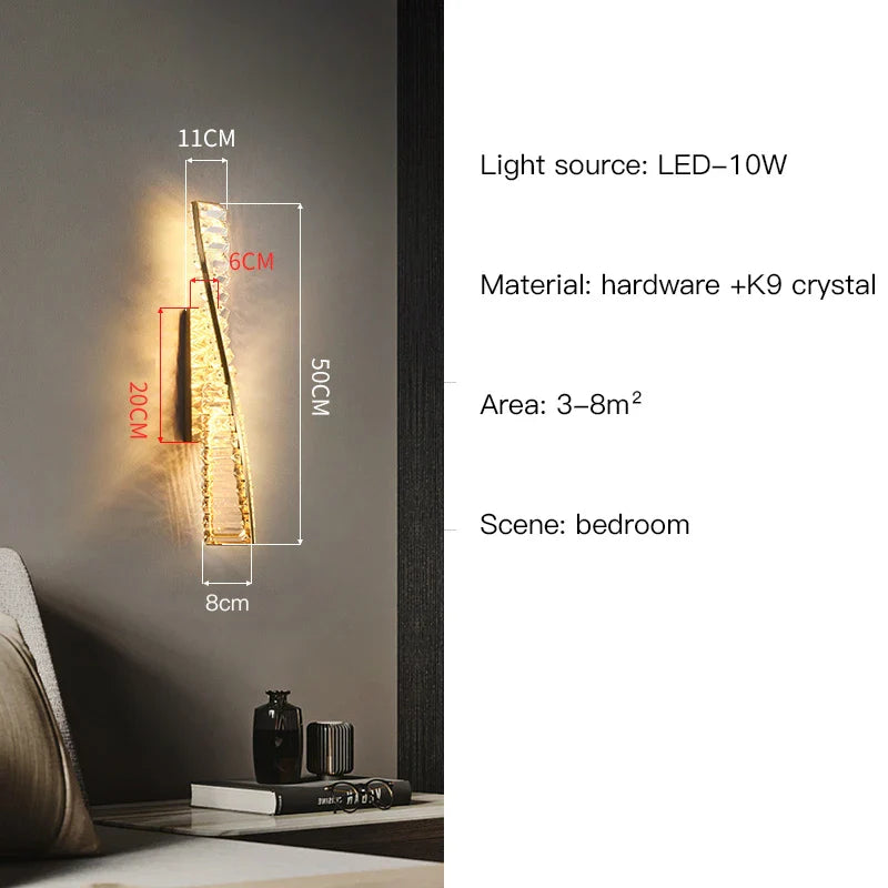 Afralia™ Crystal Wall Sconce for Bedroom & Living Room Decor