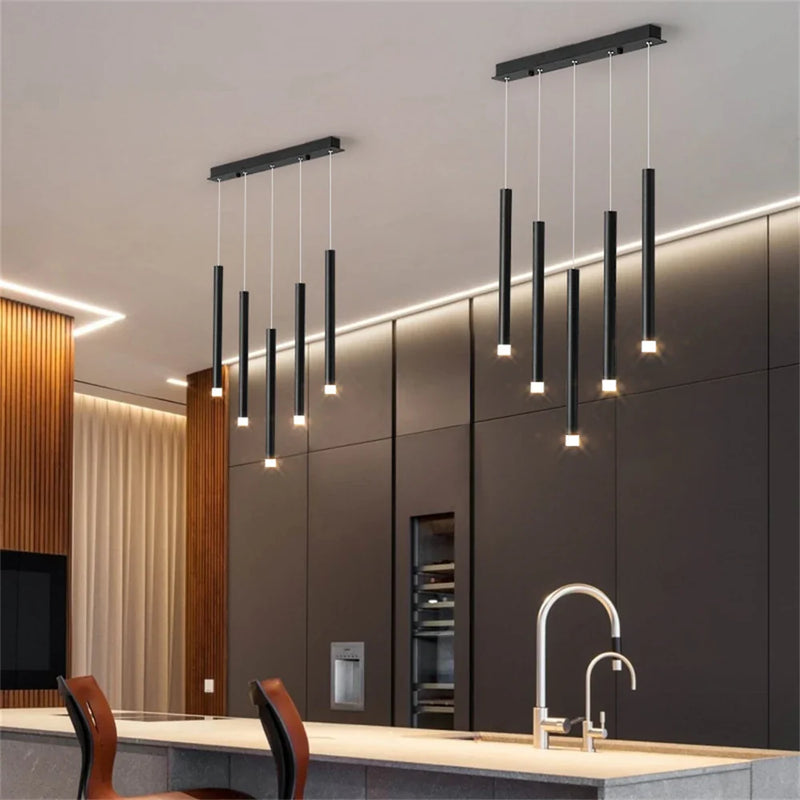 Afralia™ Glossy Cylindrical Chandelier for Bar, Restaurant, Bedside, and Company Front Desk