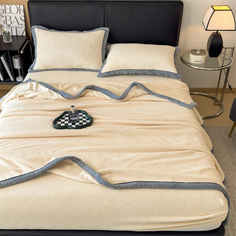 Afralia™ Cozy Carved Velvet Blanket | Warm, Soft & Breathable | Autumn Winter Sofa Bed Throw