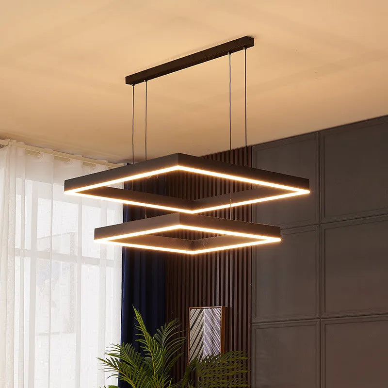 Afralia™ Square Led Pendant Chandelier for Dining Living Room Kitchen Bedroom Lighting