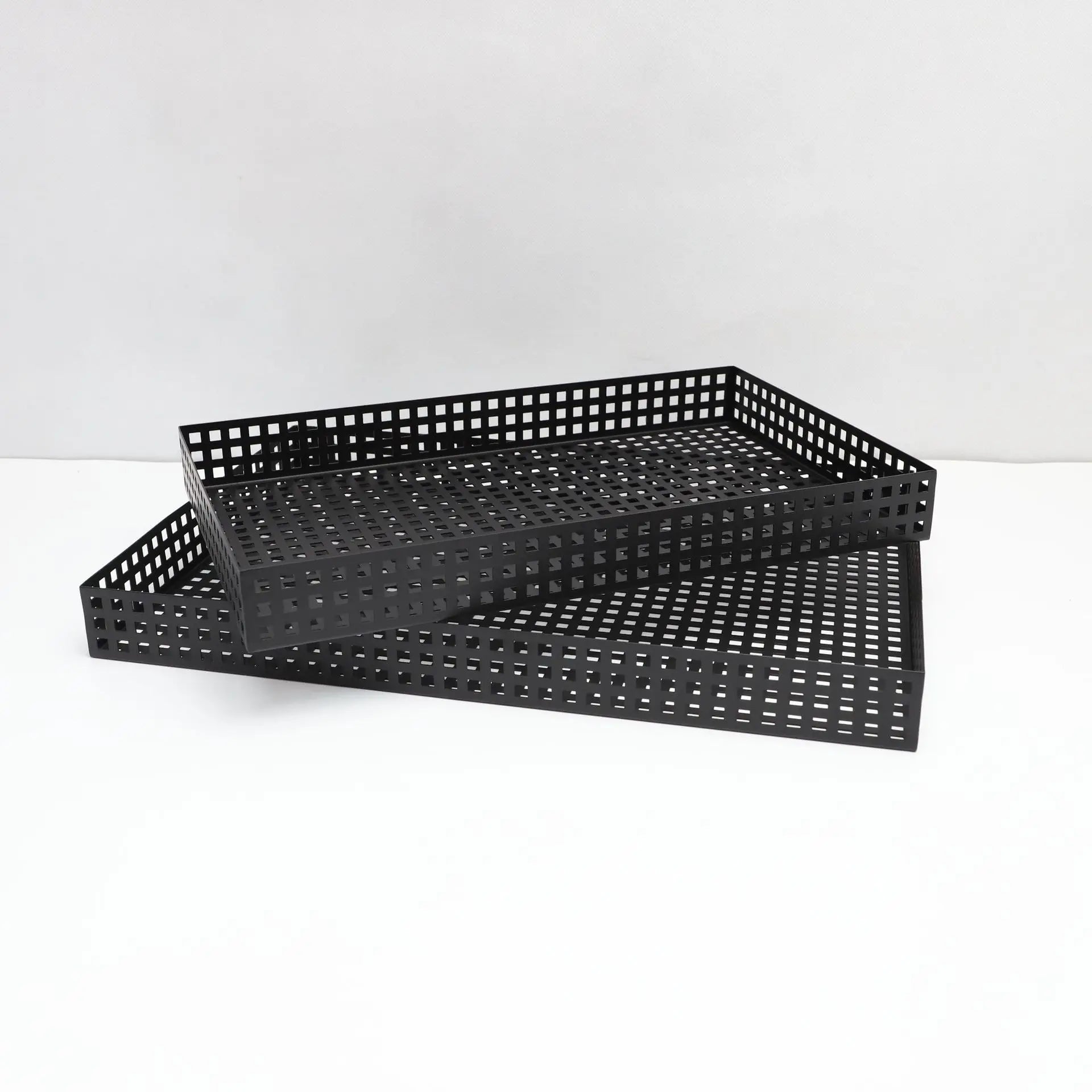 Afralia™ Metal Geometric Tea Tray Fruit Plate Storage Container.