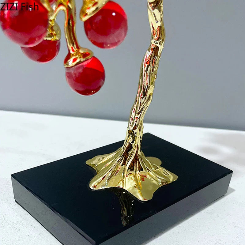 Afralia™ Crystal Grape Tree Ornaments Gold-plated Vine Home Decor Living Room Desk Aesthetic