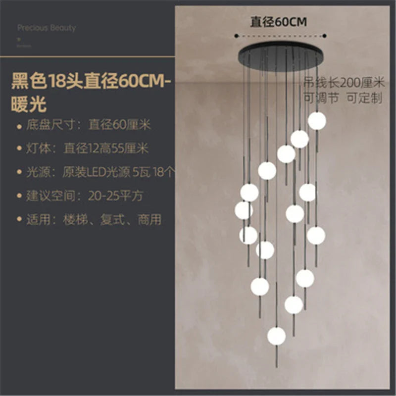 Afralia™ Glass Ball LED Ceiling Chandelier for Home Decor and Lighting