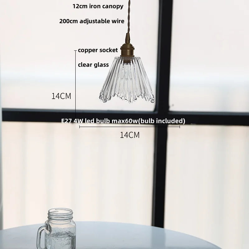 Afralia™ Copper Canopy LED Pendant Light Fixture Green Glass Hanging Lamp
