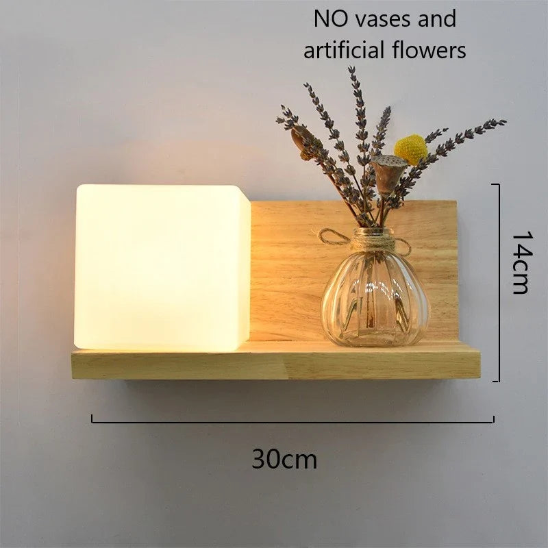 Afralia™ Wooden Pot Plant Wall Lamp Nordic Style LED Light Fixtures