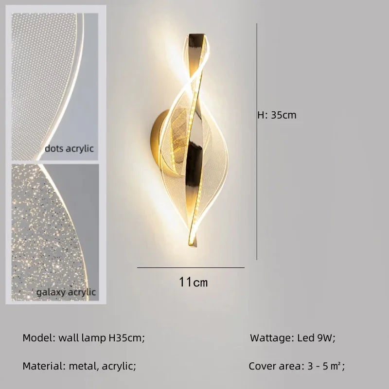 Afralia™ Spiral Gold LED Chandelier Acrylic Pendant Lights for Modern Bedside Stairs