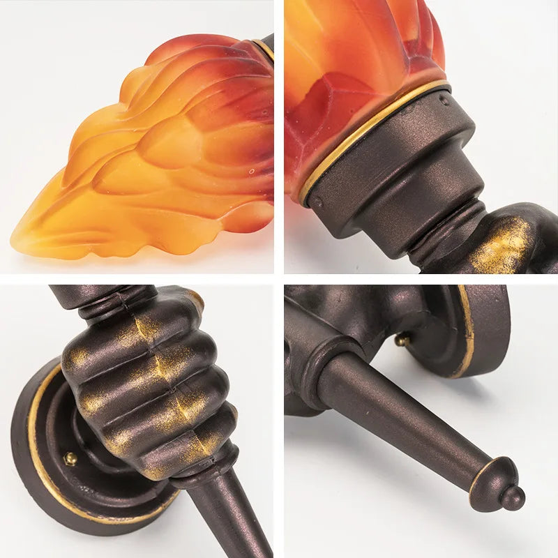 Afralia™ Modern Torch Hand Wall Lamp for Bathroom Stair Outdoors Lighting