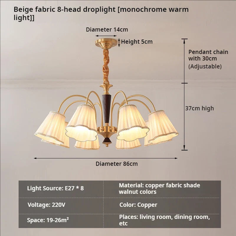 Afralia™ Antique Copper Chandelier for Retro American Country Living Room and Dining Room