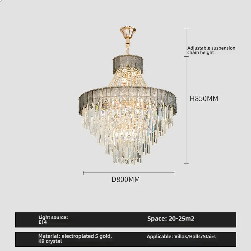 Afralia™ Crystal Chandelier: Luxurious Modern Living Room Villa Light Fixtures