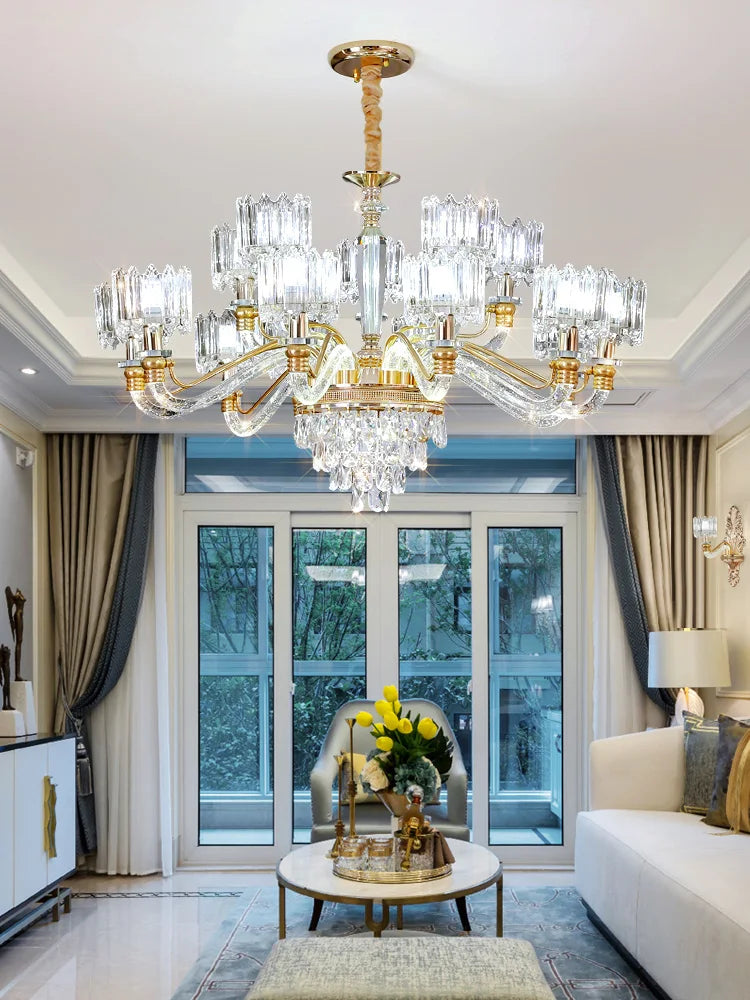 Afralia™ Crystal Chandelier: Elegant European Garden Lamp for Living Room, Bedroom