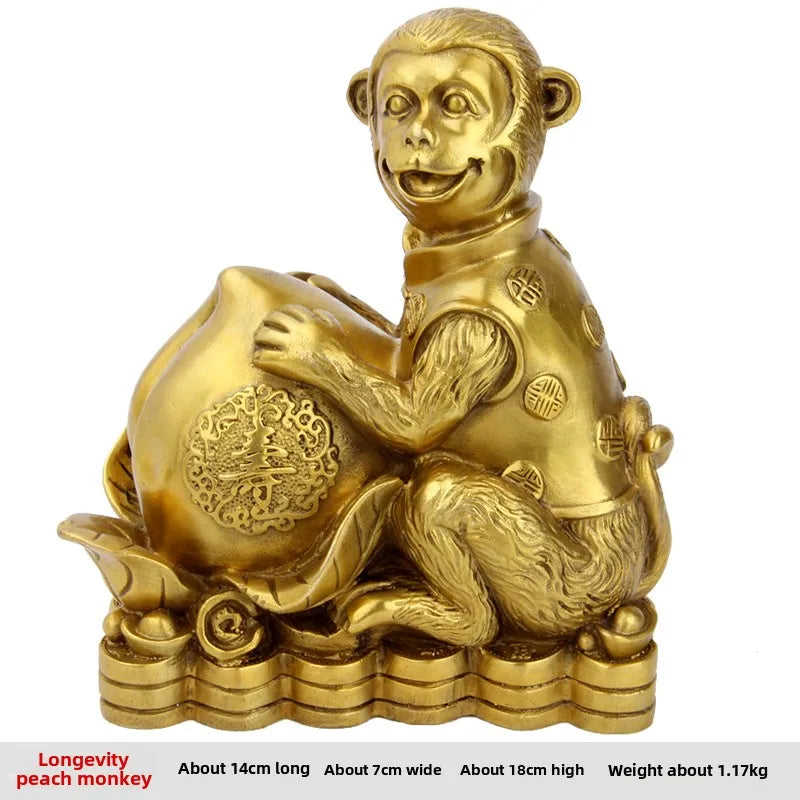 Afralia™ Brass Copper Monkey Cornucopia: Lucky Wealth Feng Shui Home Decoration