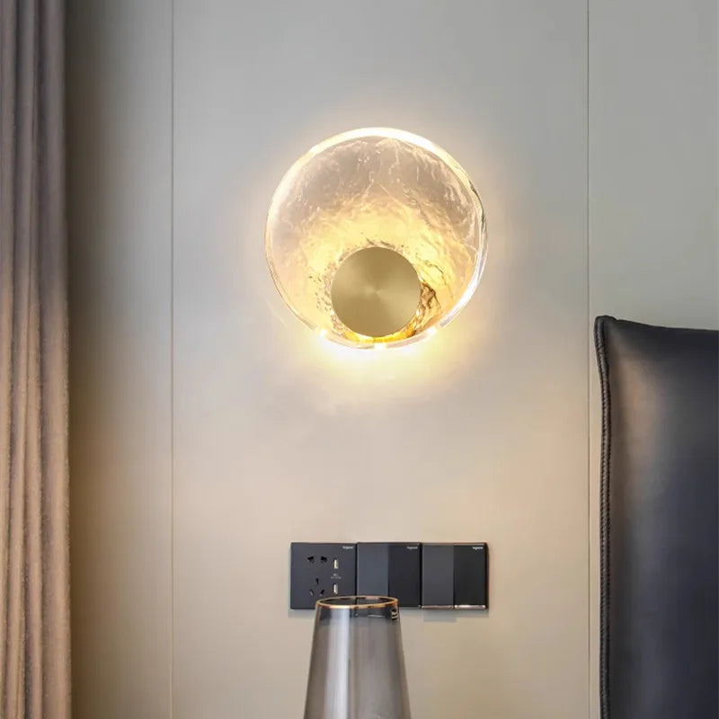 Afralia™ Circle Glass Wall Light: Nordic Crystal Bedside Lamp for Designer House Decor