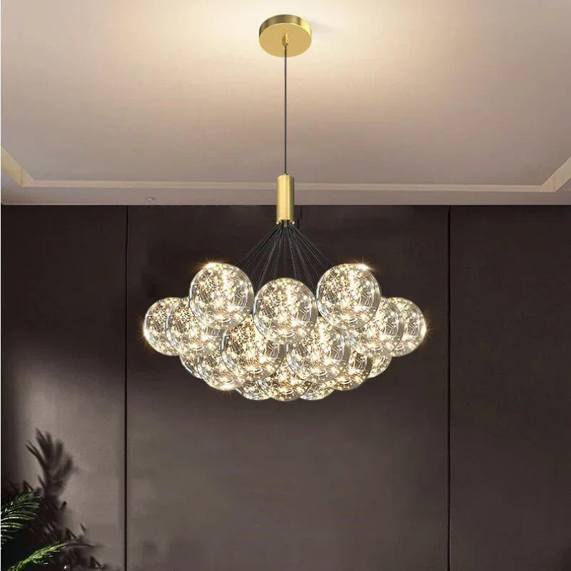 Afralia™ Starlight Glass Bubble Chandelier for Modern Indoor Spaces