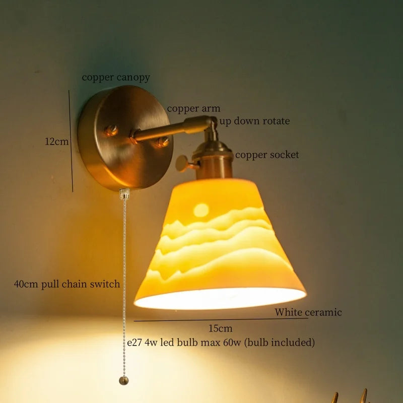 Afralia™ Nordic Modern LED Wall Lamps Copper Arm Ceramic for Home Decor