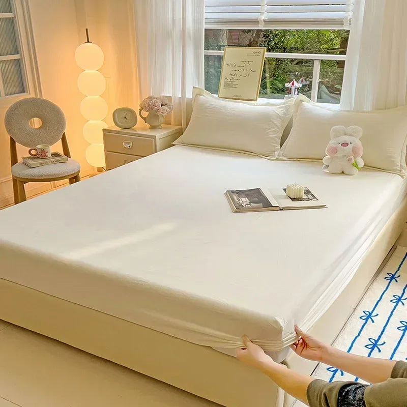 Afralia™ Soft Grid Pattern Cotton Bedsheet - Skin Friendly, Non Slip & Ultra Thin