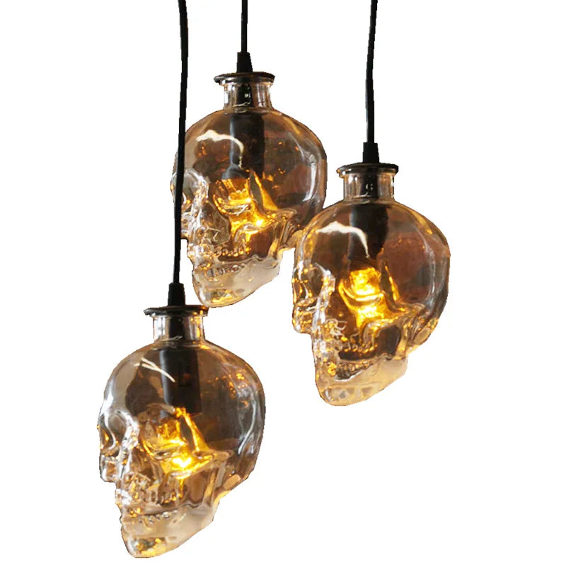 Afralia™ Retro Skull Glass Pendant Light - Clear Lampshade for Home Decor Fixture