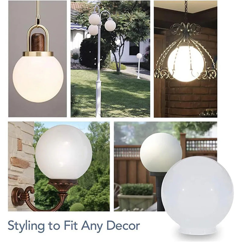 Afralia™ White Acrylic Twist Lock Neck Lamp Post Globe Cover for Outdoor Lighting