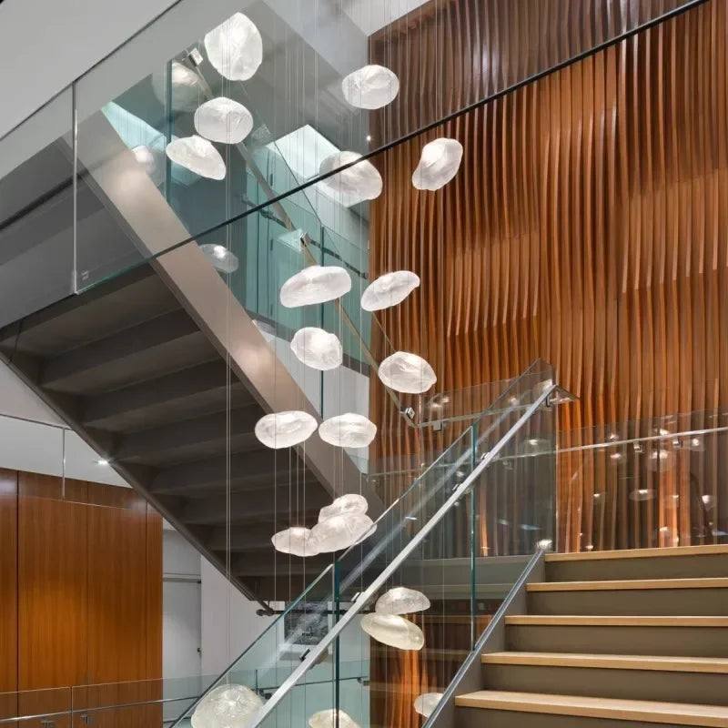 Afralia™ Crystal Chandelier Stair Pendant Lamp | Modern Living Room Lighting Fixture