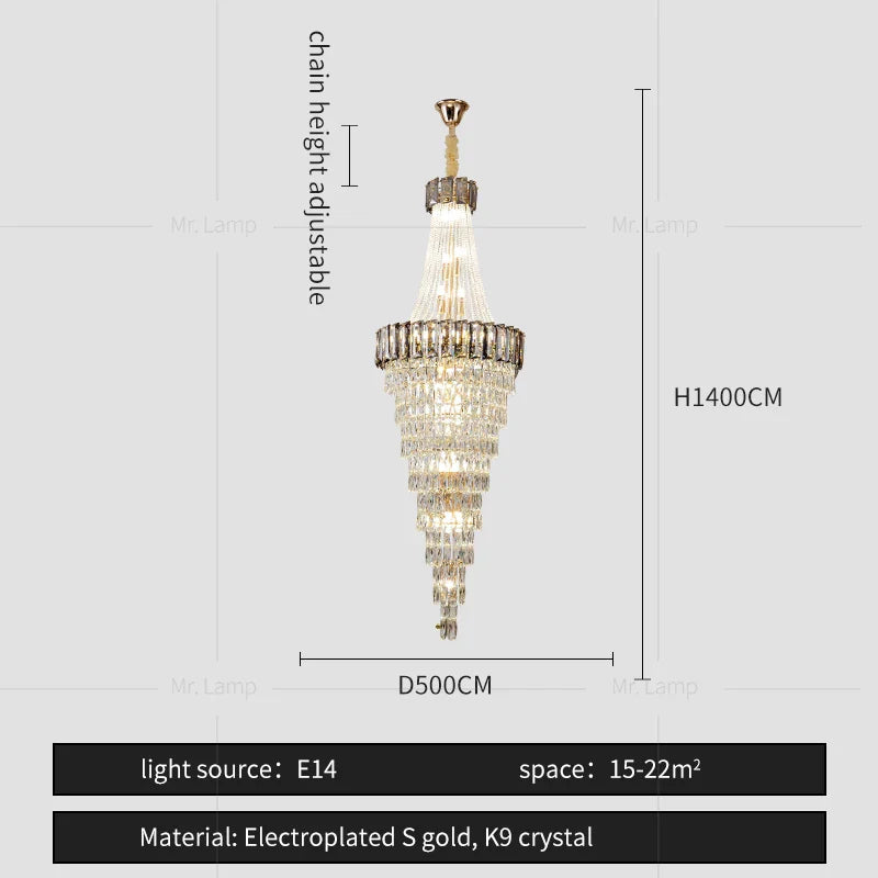 Afralia™ Crystal Chandelier: High-End Duplex & Spiral Staircase Light for Luxury Living Spaces