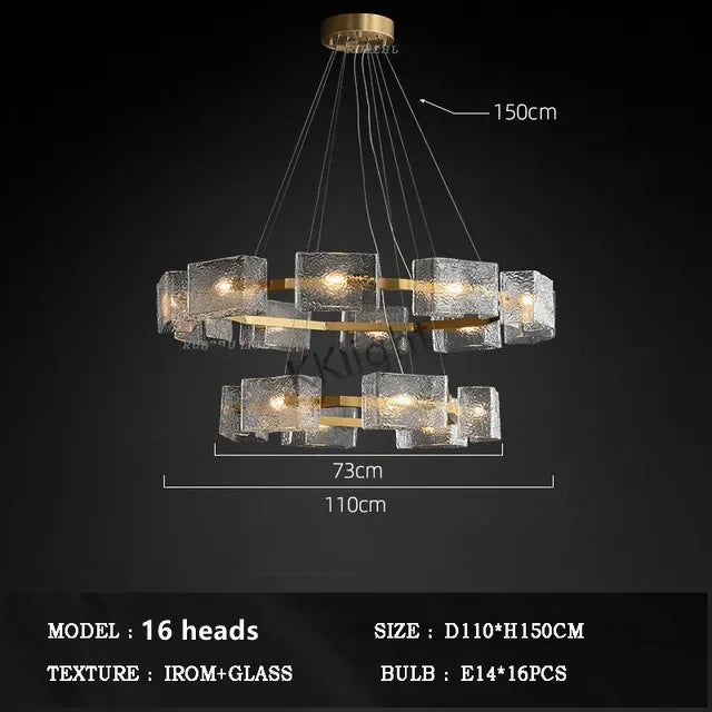 Afralia™ Water Ripples Glass Chandelier Light for Living Room Restaurant Bedroom Kitchen Island