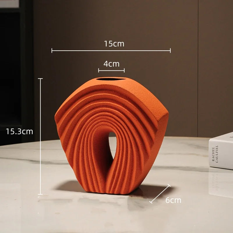 Afralia™ Geometric Folds Ceramic Flower Vase - Home Decor Handicrafts
