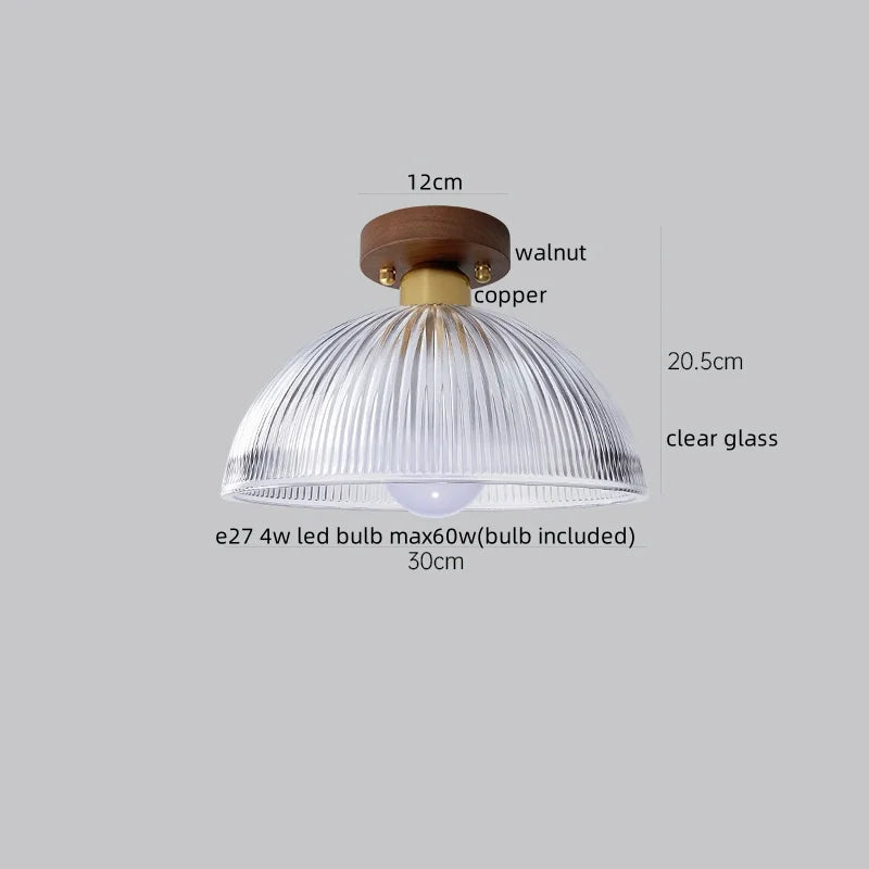 Afralia™ Wood Glass LED Ceiling Lamp Modern Kitchen Living Room Light Fixture