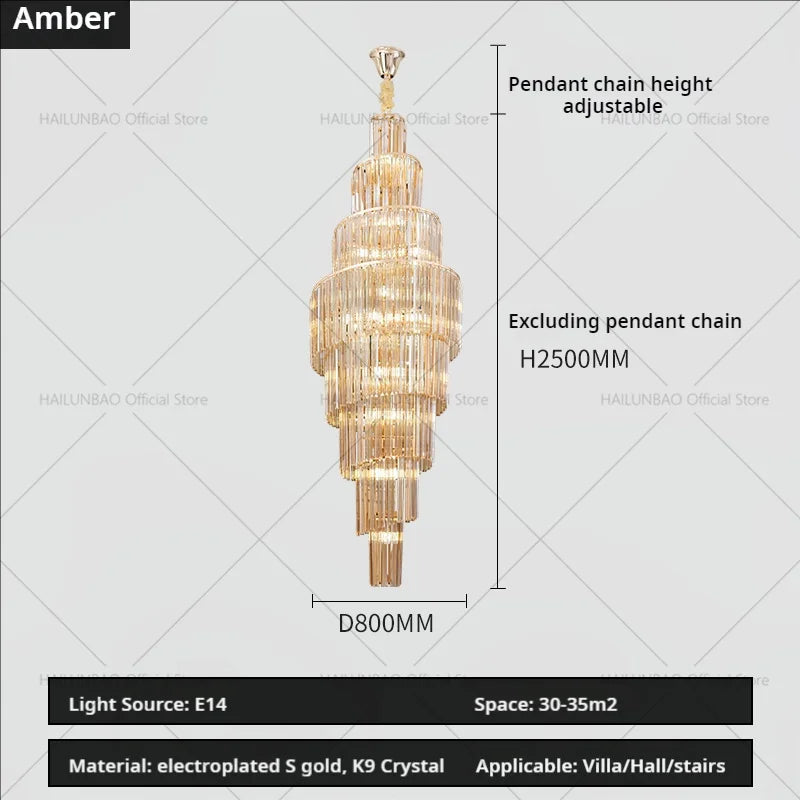 Afralia™ Crystal Chandelier for Penthouse Villa Living Room - Modern Light Luxury Design