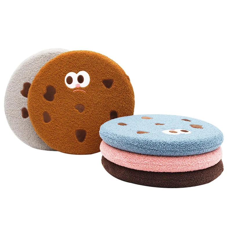 Afralia™ Teddy Hair Memory Foam Office Chair Cushion - Round Seat Pad