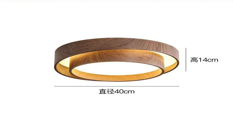 Afralia™ Japanese Walnut Bedroom Ceiling Light Wabi-Sabi Wood Grain Eye Protection Study Light.