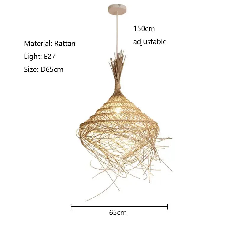 Afralia™ Rattan Chandelier: Elegant LED Pendant Light for Home, Restaurant, and Bar