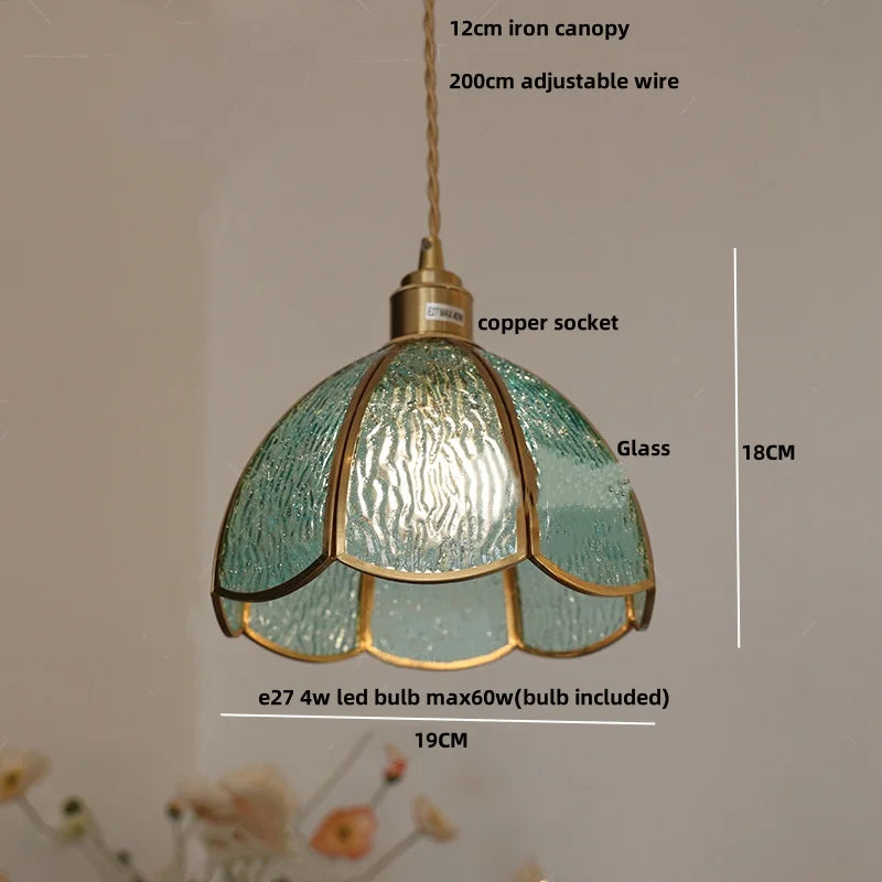 Afralia™ Tiffany Style LED Glass Pendant Light Fixture - Copper Socket & Clear Glass