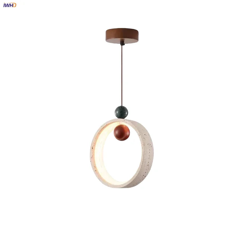 Afralia™ Adjustable LED Pendant Light - Nordic Modern Yellow Travertine Marble Wood Fixture