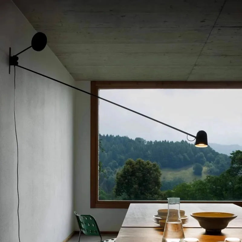 Afralia™ Red Swinging Arm LED Wall Lamp: Minimalist Italian Design for Living Room & Cafe