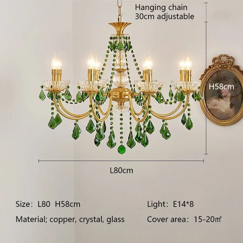 Afralia™ Green Crystal Chandelier for Living Room - Bohemian Style LED Pendant Lighting