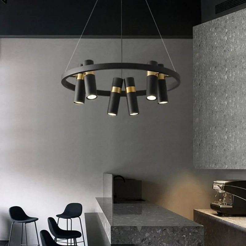 Afralia™ Black Ring LED Pendant Light for Living Room Dining Kitchen Bar