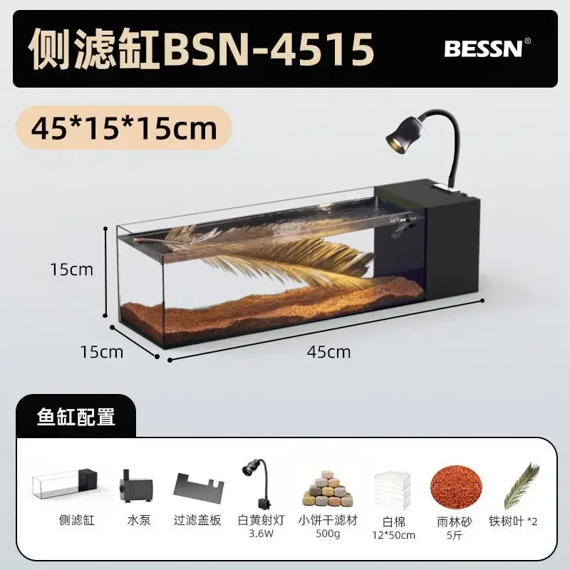 Afralia™ Betta Fish Tank, Acrylic Aquarium Bowl with Top Filtration System