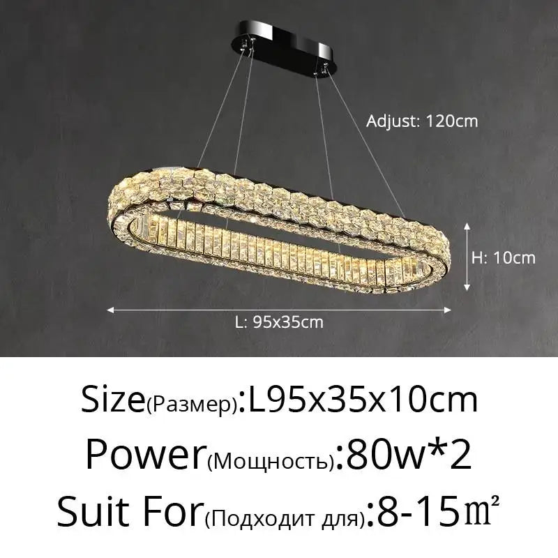 Afralia™ Nordic Crystal LED Pendant Light Chandelier for Luxury Living Room