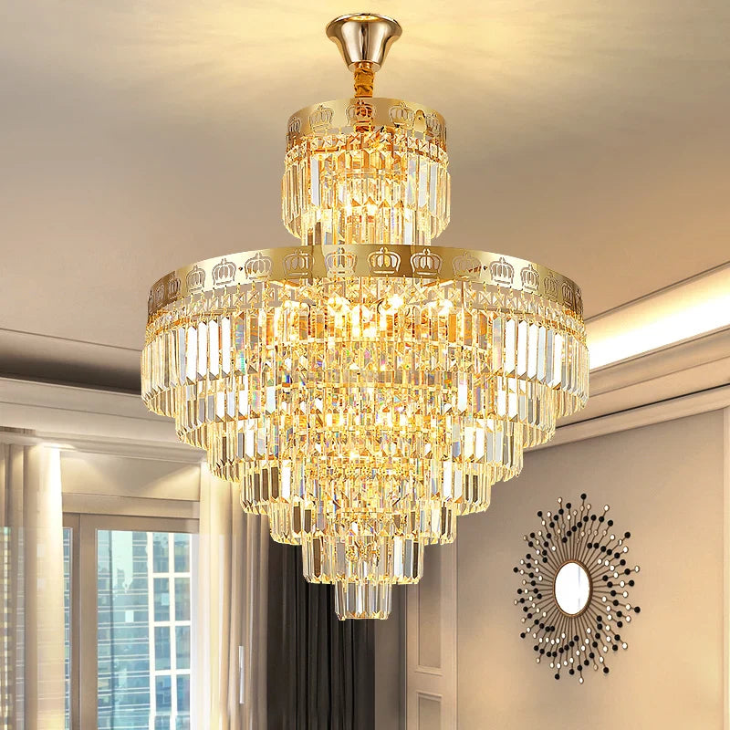 Afralia™ Crystal Duplex Chandelier for Luxury Hollow Living Room Décor