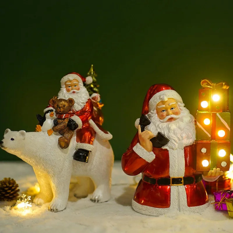 Afralia™ Santa Claus Resin Figurines: Christmas Decor, Living Room Statue, New Year Gift